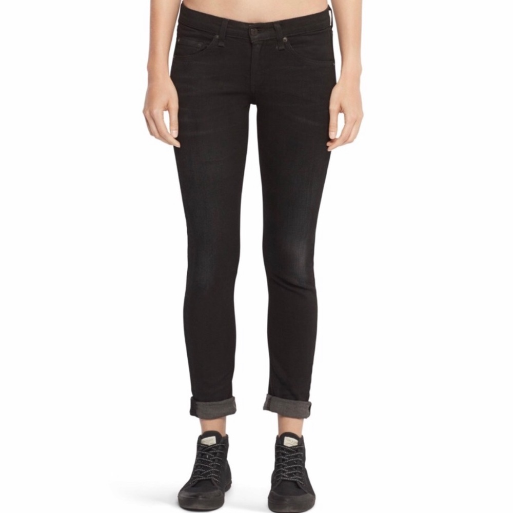 Rag & Bone 10 Inch Dre Jeans High Rise Black Sz 25